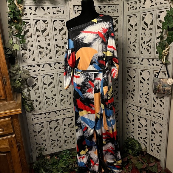 Pants - 😍HOST PICK😍 BRILLIANT BLACK YELLOW & MULTICOLORS OFF SHOULDER WIDE LEG JUMPSUIT